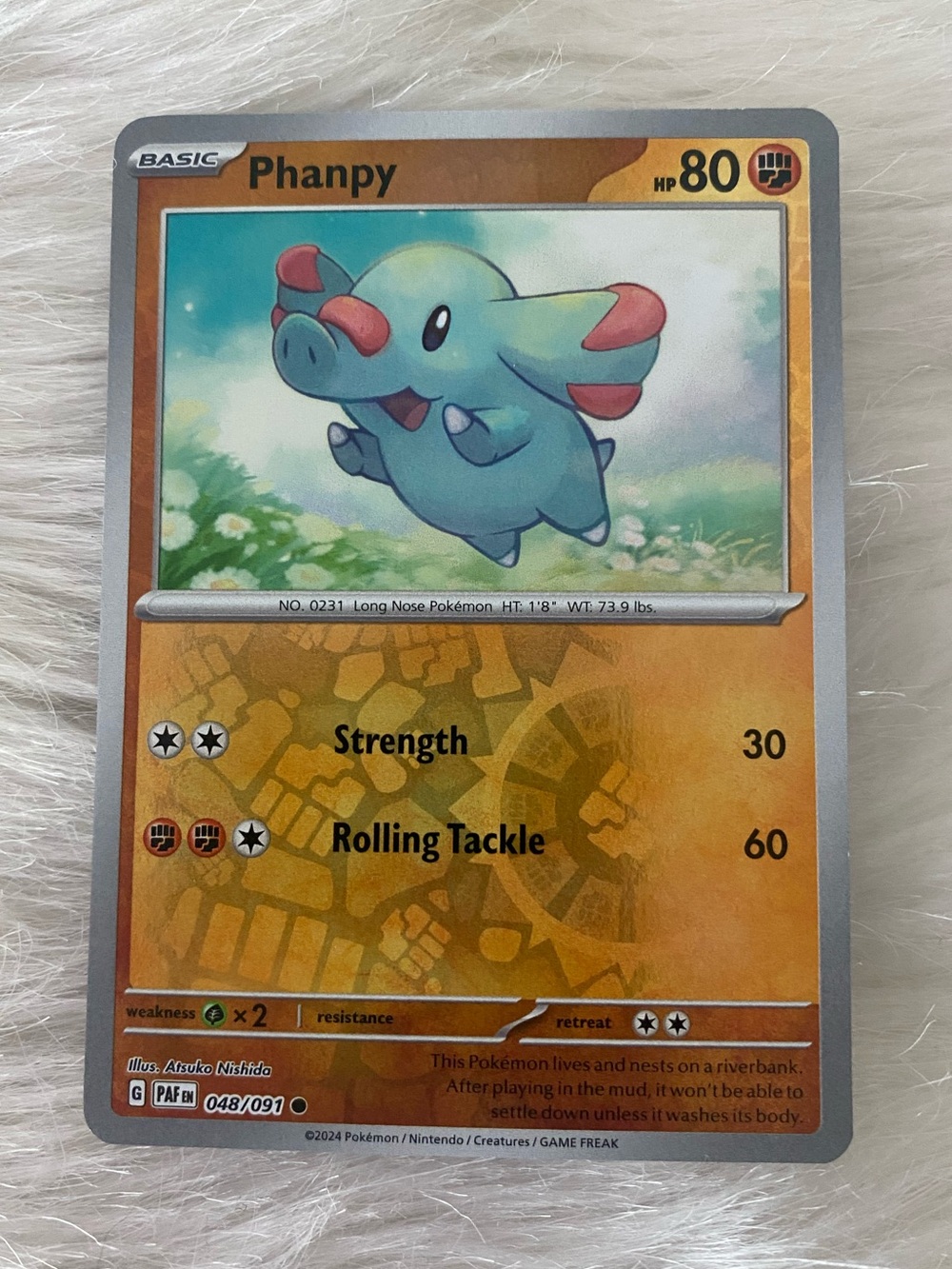 Phanpy Reverse Holo Pokémon Card Paldean Fates 048/091